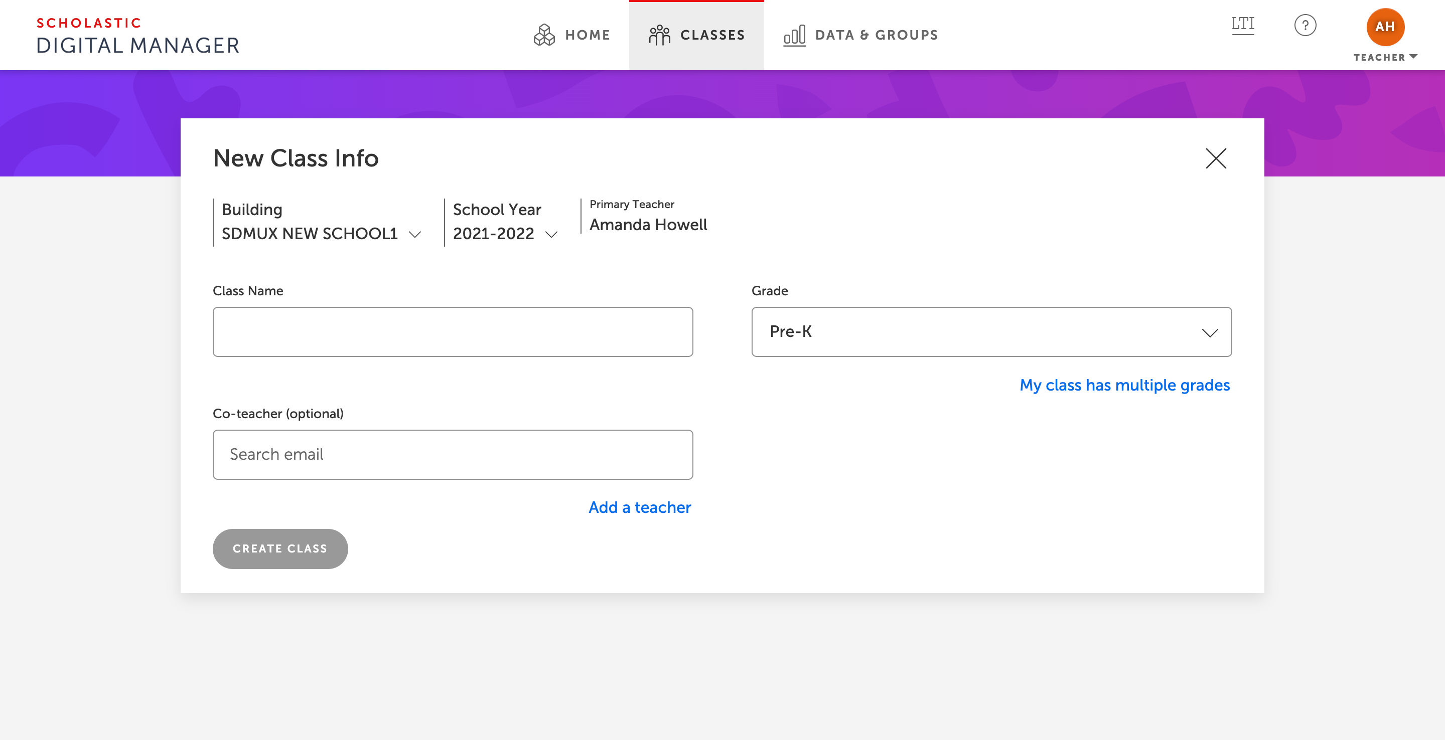 How do I add a new class? – Scholastic Digital Manager